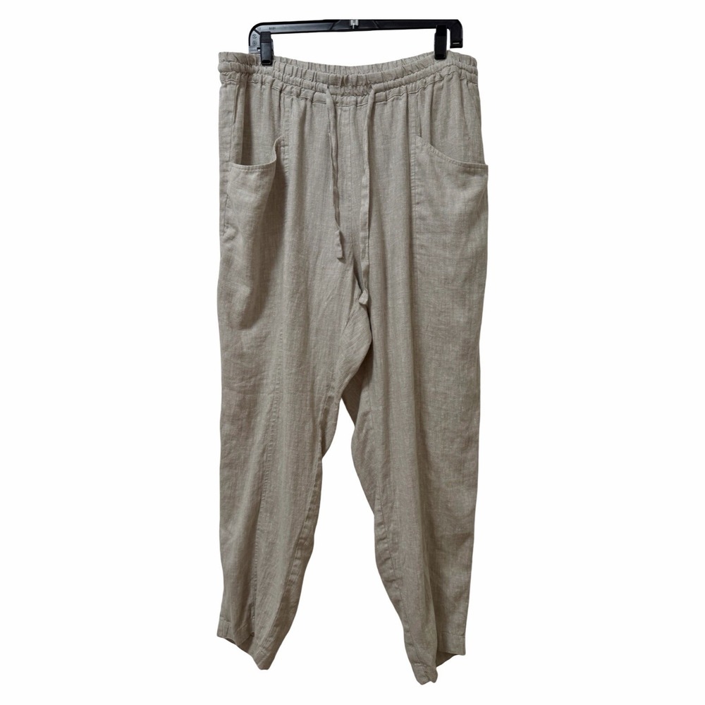 Magic Linen Womens Sardina 100% Linen Drawstring Pants Size‎ XXL Neutral Coastal